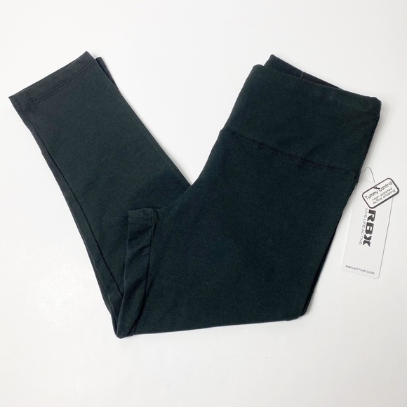 Reebok Tummy Control Black Women Medium Cropped Leggings BRAND NEW - Picture 1 of 5